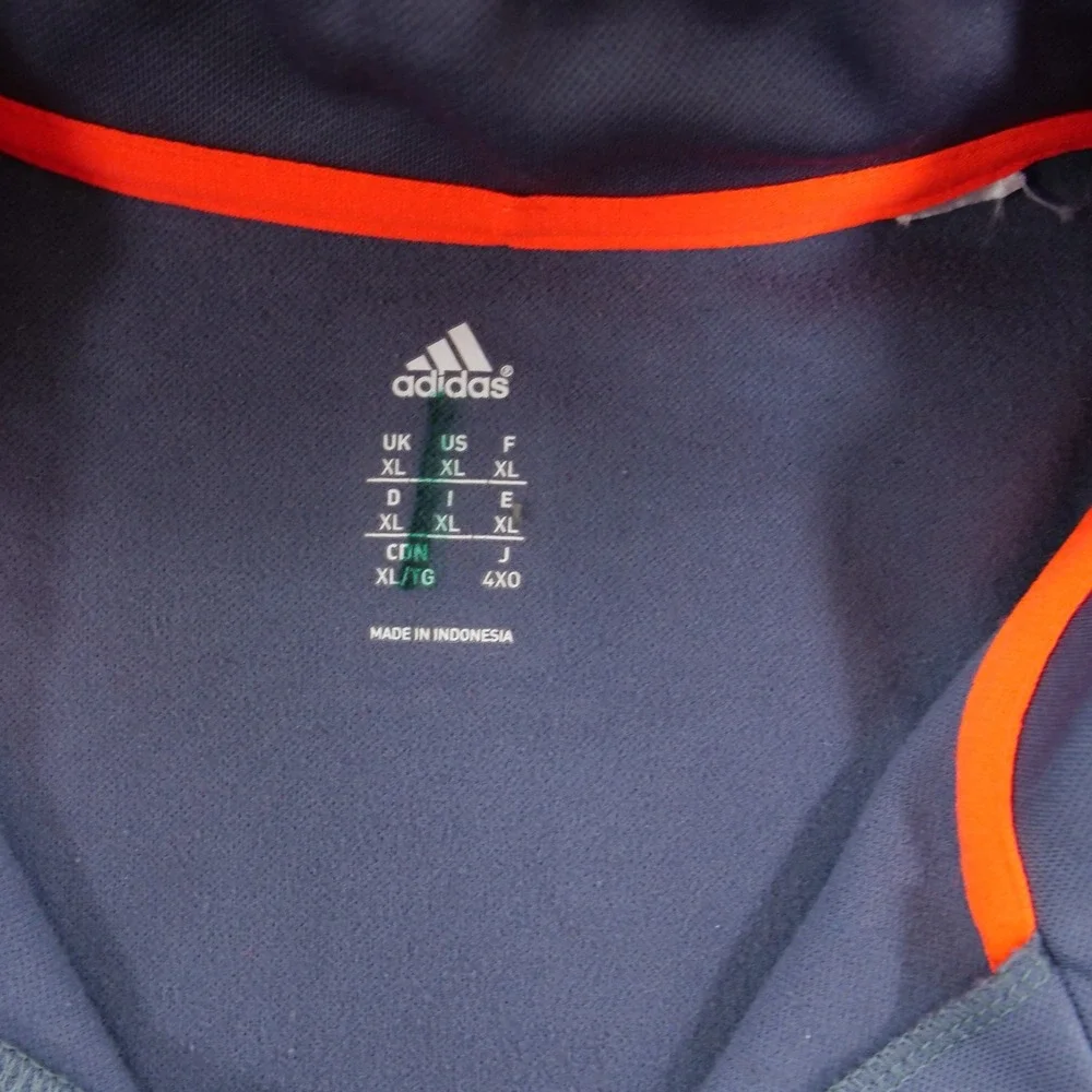Adidas Shirt Mens Extra Large Black Gray Orange 1/4 Zip Pullover Long Sleeve